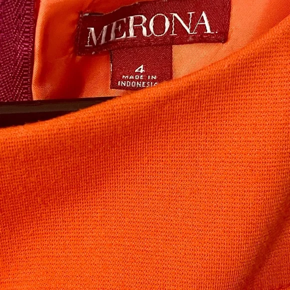 Merona Color block Belted Sheath Midi Dress | Fuchsia & Orange | Size 4 - Picture 4 of 7